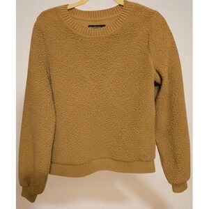 Abercrombie & Fitch Women's Medium Sherpa Fleece Pullover Sweater Tan Crewneck